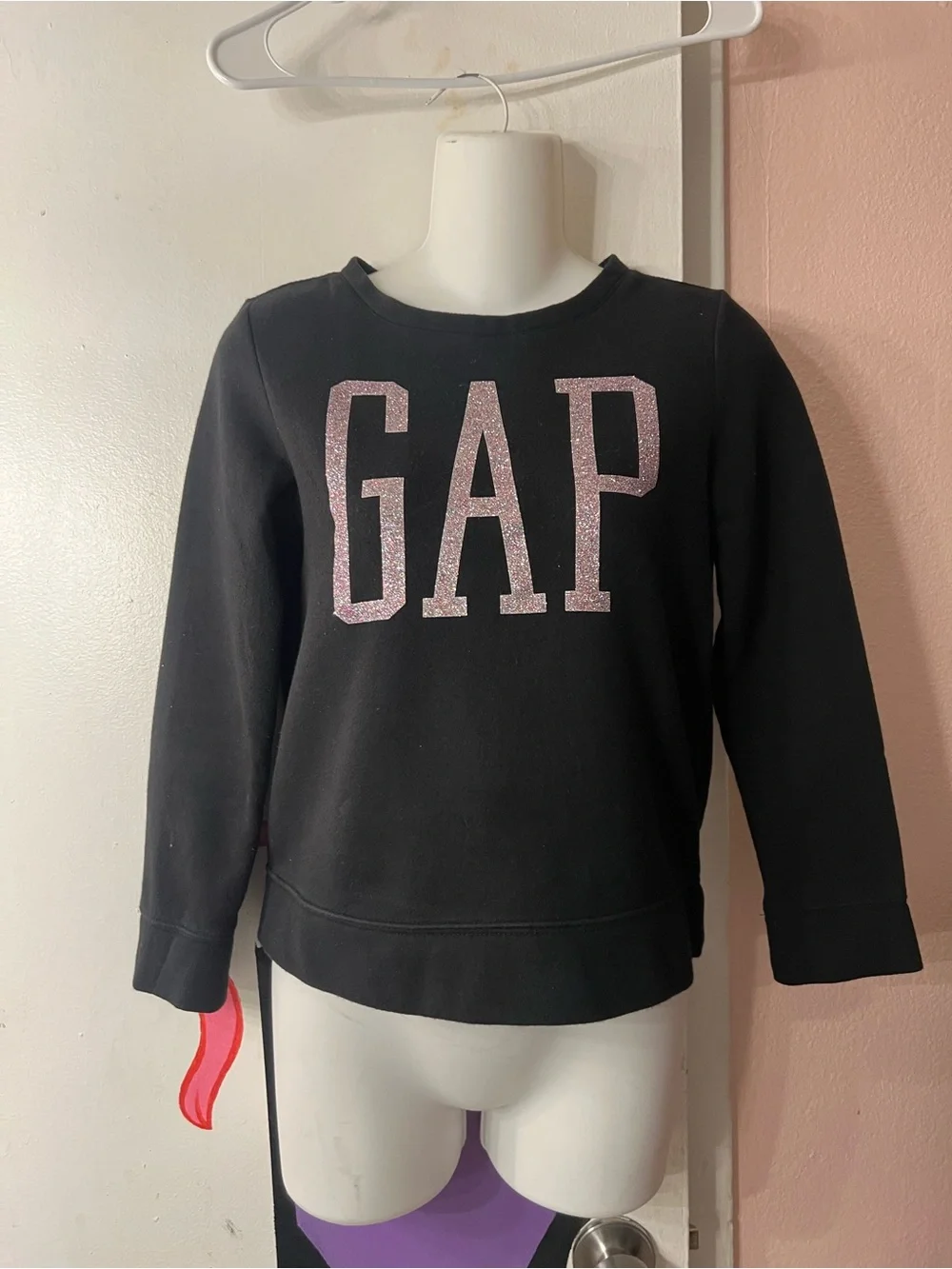 GAP Black Sweatshirt with Pink Glitter Logo